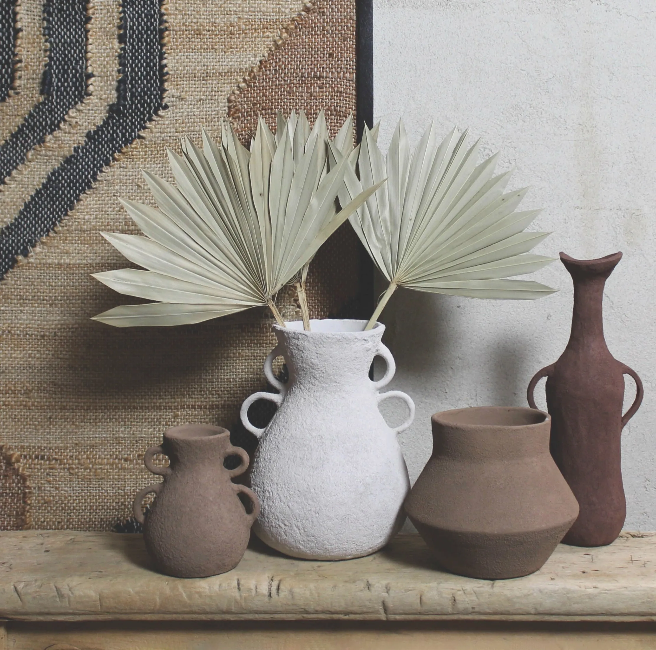 Corsica Vase with Double Handle, Beige - Sm