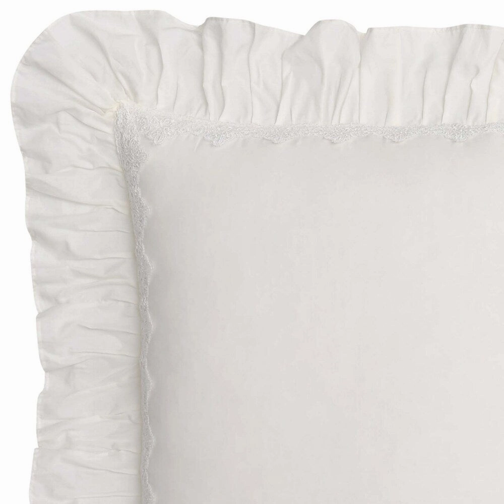 Cottage Classics Washed Cotton Voile Ruffle European Sham