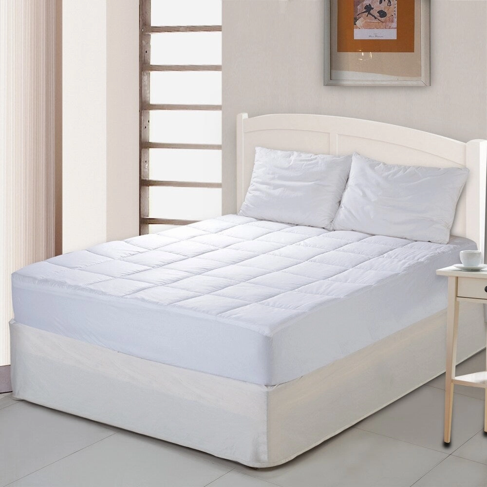 Cottonpure Self-Cooling Sustainable 100% Cotton Fill and Cover Mattress Pad - White mattress pads,mattress topper,bed protection