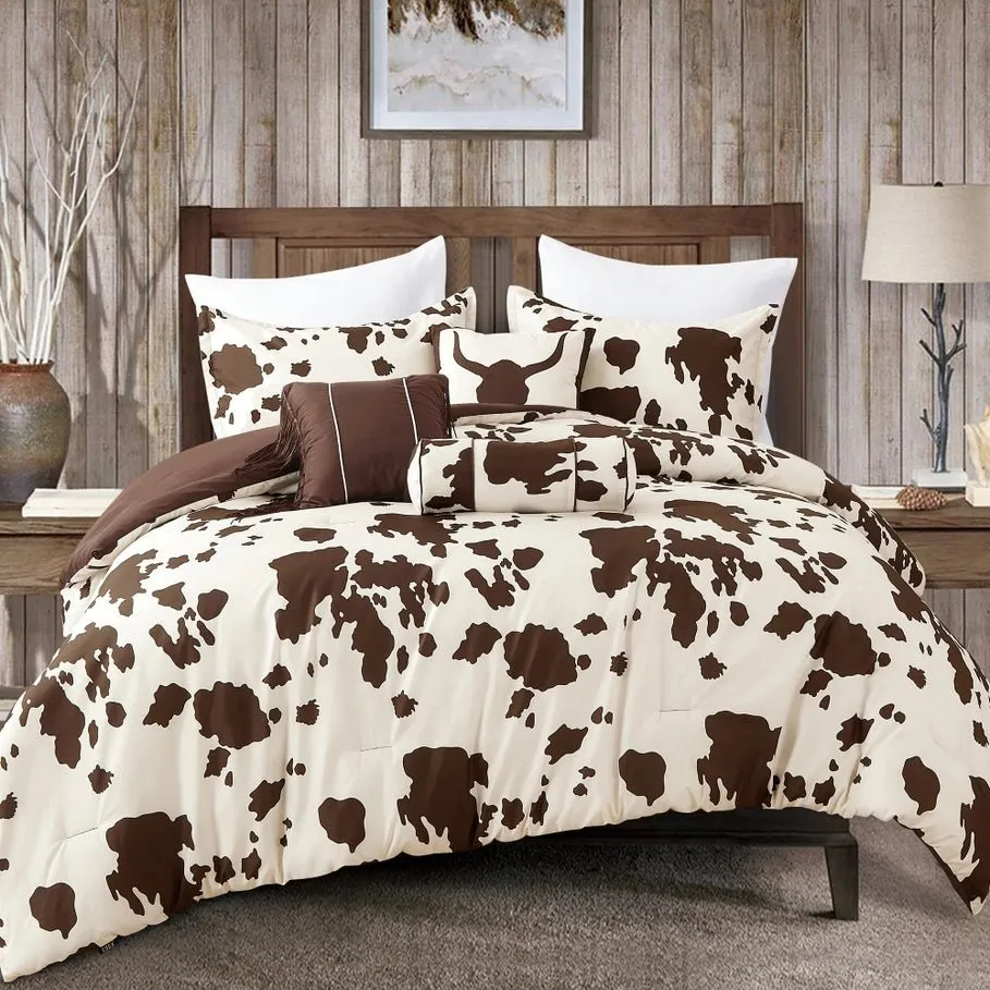 Cowhide Print Western Comforter Set bedding set, comforter set