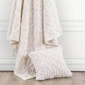 Cream Cable Knit Throw Blanket storage cart, utility cart