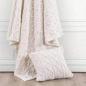 Cream Cable Knit Throw Blanket pillow inserts, mattress pad