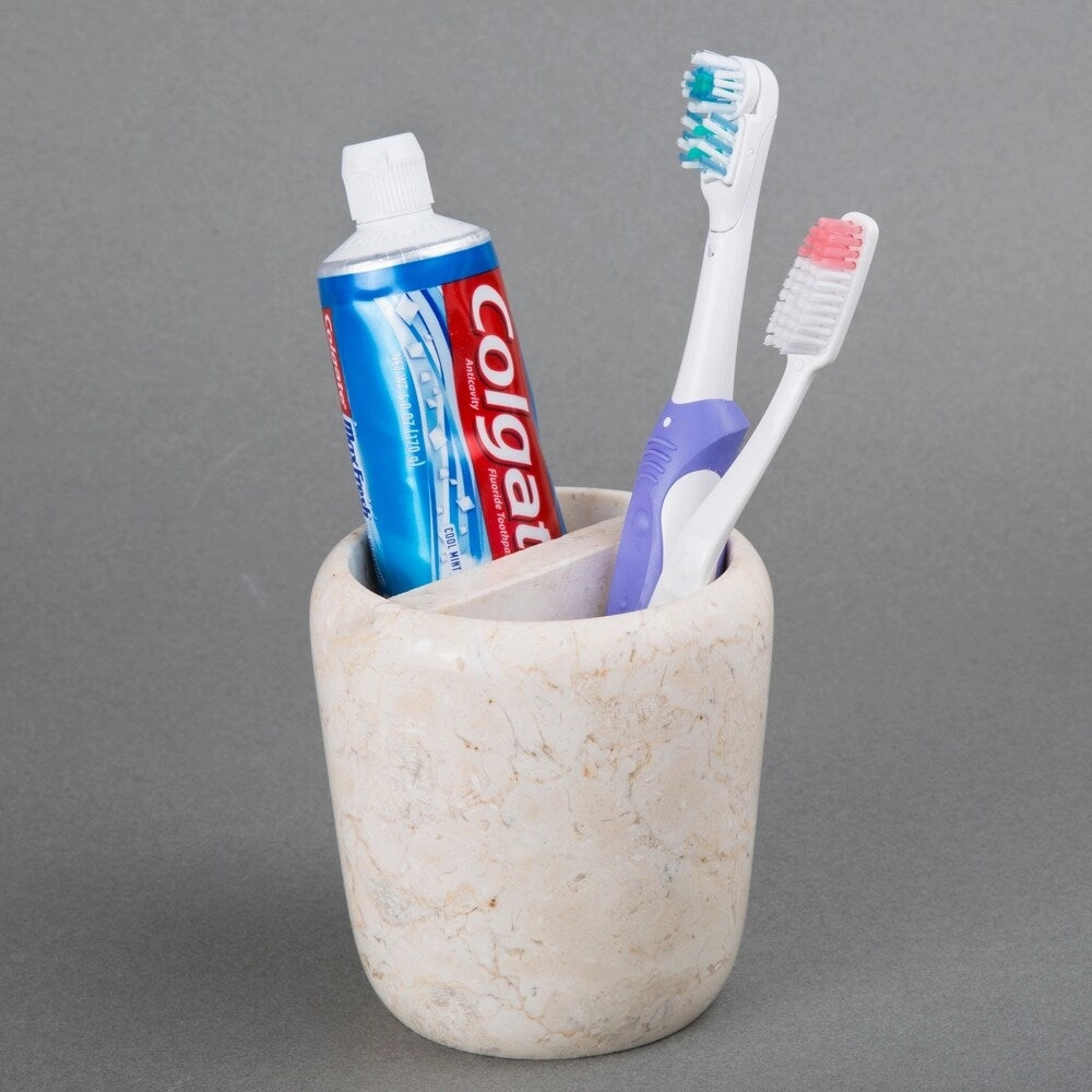 Creative Home Boulder Collection Champagne Marble Toothbrush Holder - Beige