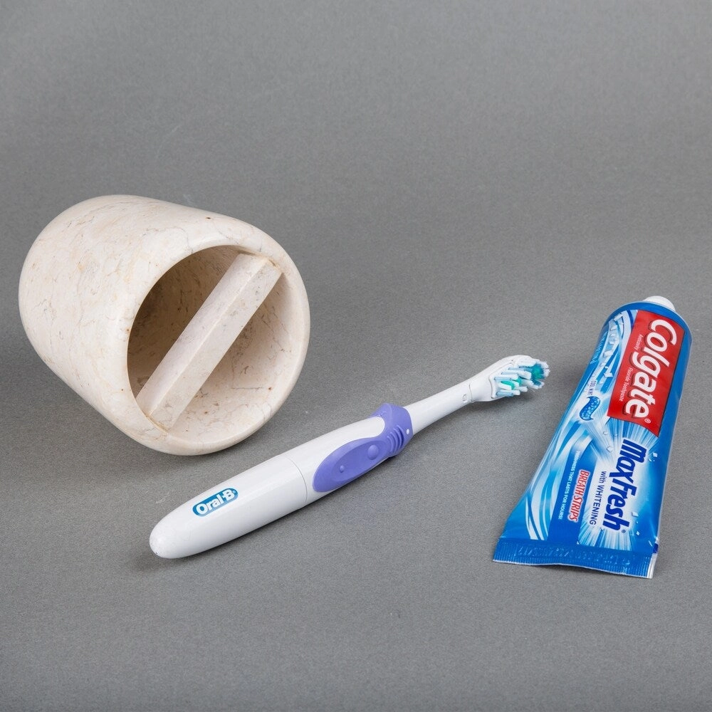 Creative Home Boulder Collection Champagne Marble Toothbrush Holder - Beige