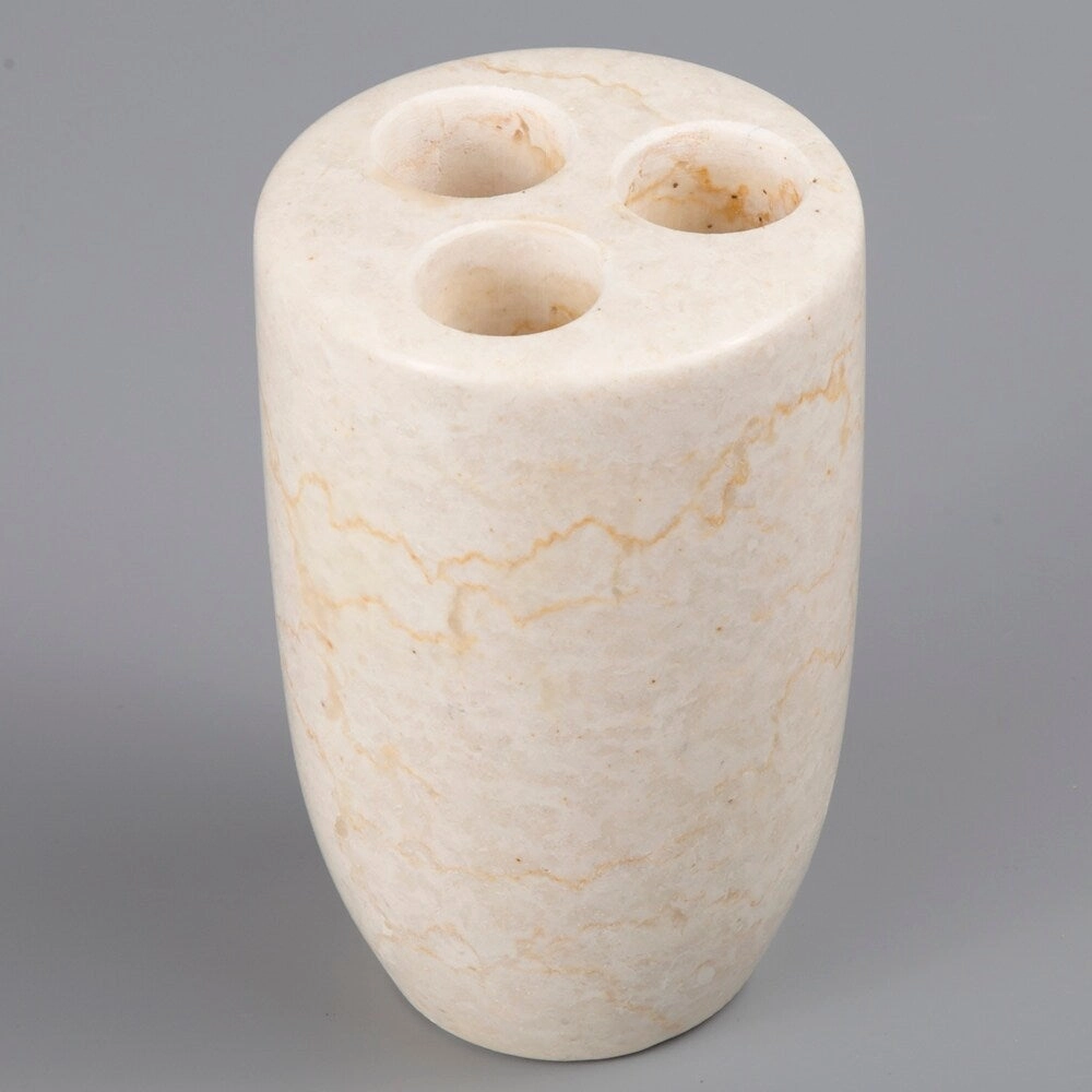 Creative Home Bullet Collection Champagne Marble Toothbrush Holder, Tooth Brush Holder - Beige