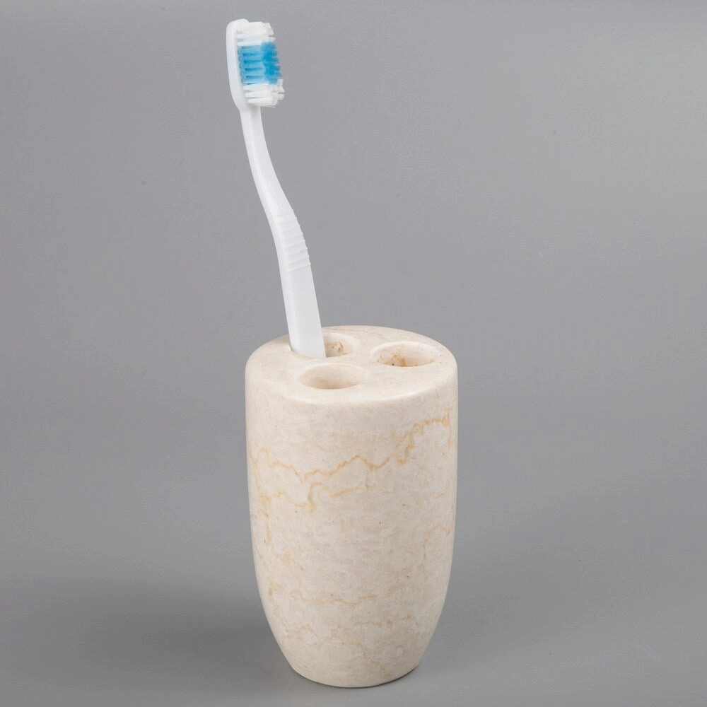 Creative Home Bullet Collection Champagne Marble Toothbrush Holder, Tooth Brush Holder - Beige
