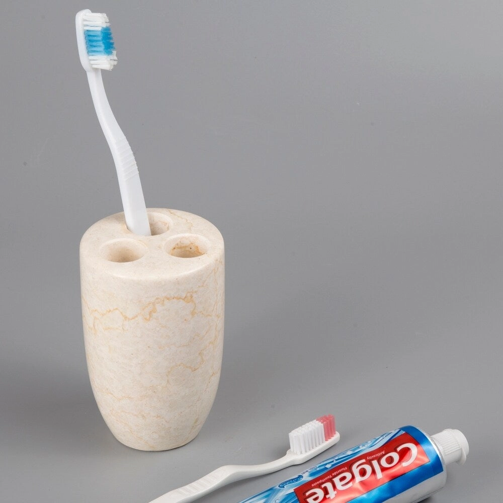 Creative Home Bullet Collection Champagne Marble Toothbrush Holder, Tooth Brush Holder - Beige