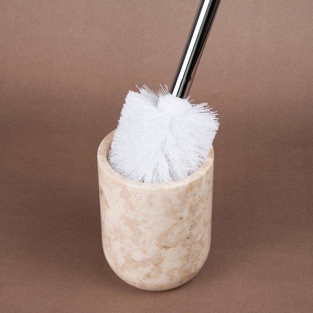 Creative Home Champagne Marble Toilet Brush Holder Set