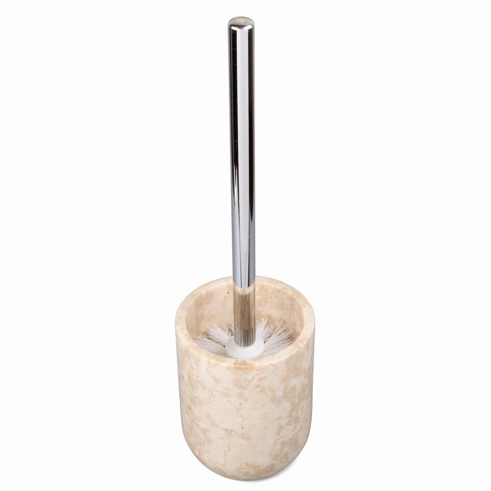 Creative Home Champagne Marble Toilet Brush Holder Set