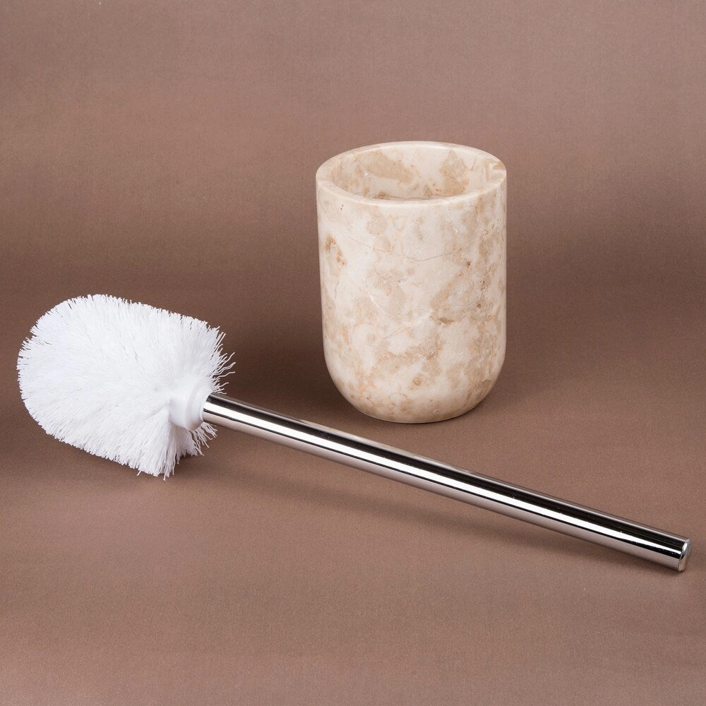 Creative Home Champagne Marble Toilet Brush Holder Set