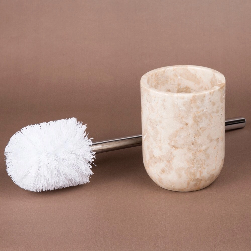 Creative Home Champagne Marble Toilet Brush Holder Set