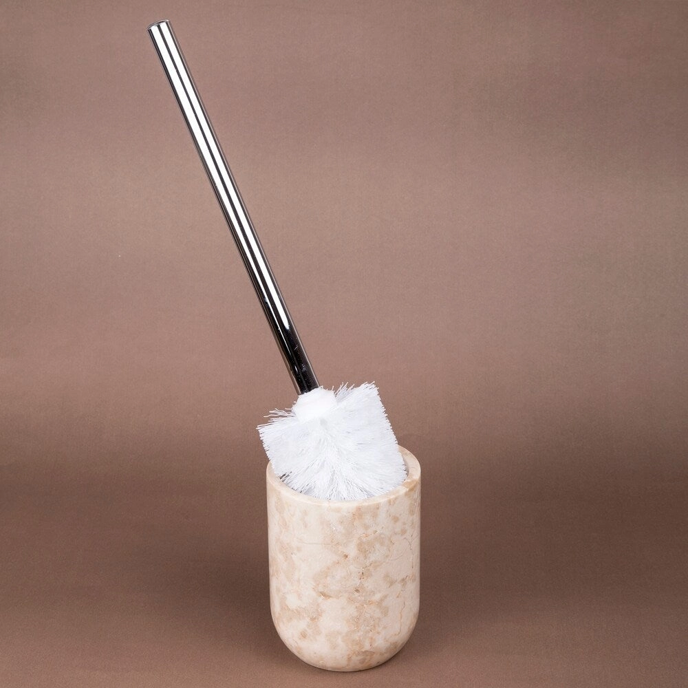 Creative Home Champagne Marble Toilet Brush Holder Set
