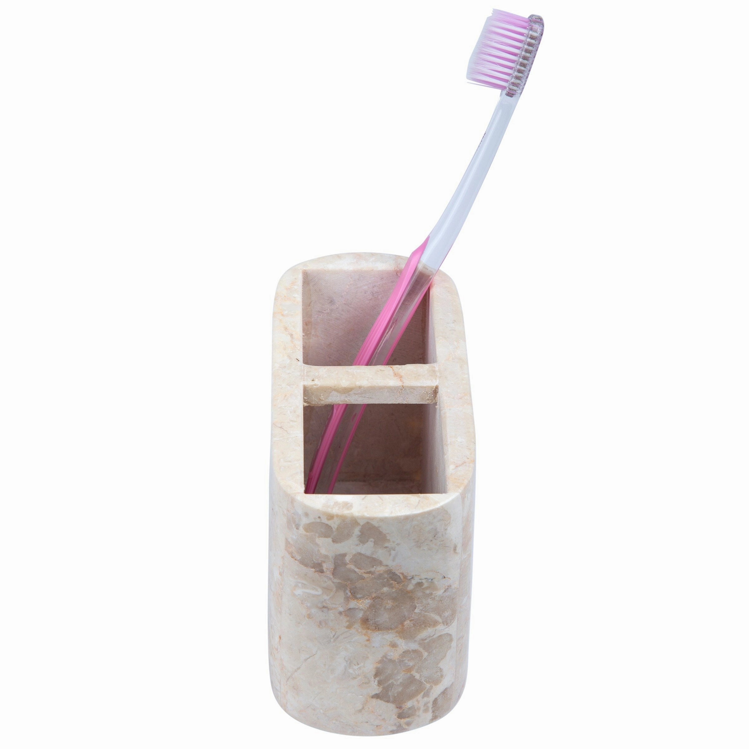 Creative Home Curvy Collection Natural Champagne Marble Toothbrush Holder - Beige
