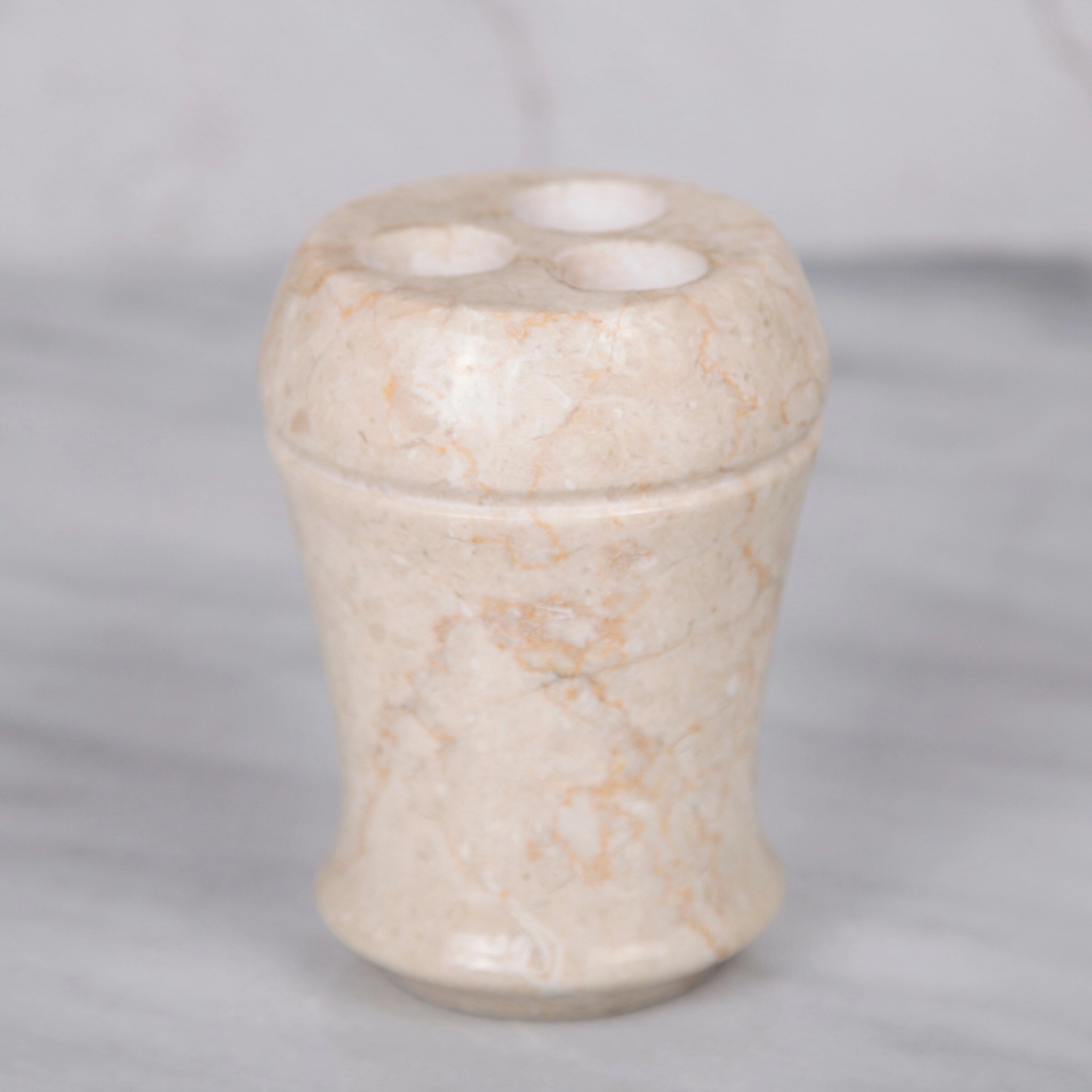 Creative Home Fluted Collection Champagne Marble Toothbrush Holder, Tooth Brush Holder - Beige