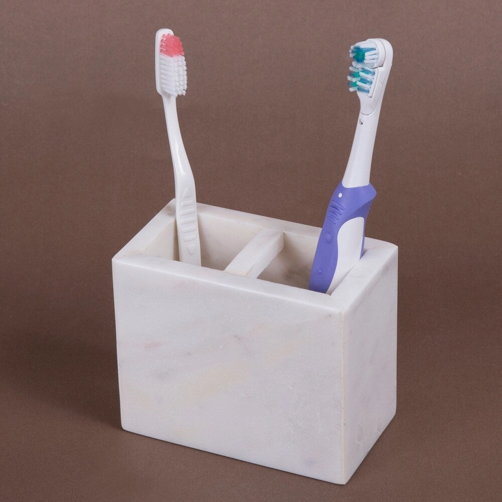 Creative Home Off-White Marble Rectangular Toothbrush Holder, Tooth Brush Holder - N/A