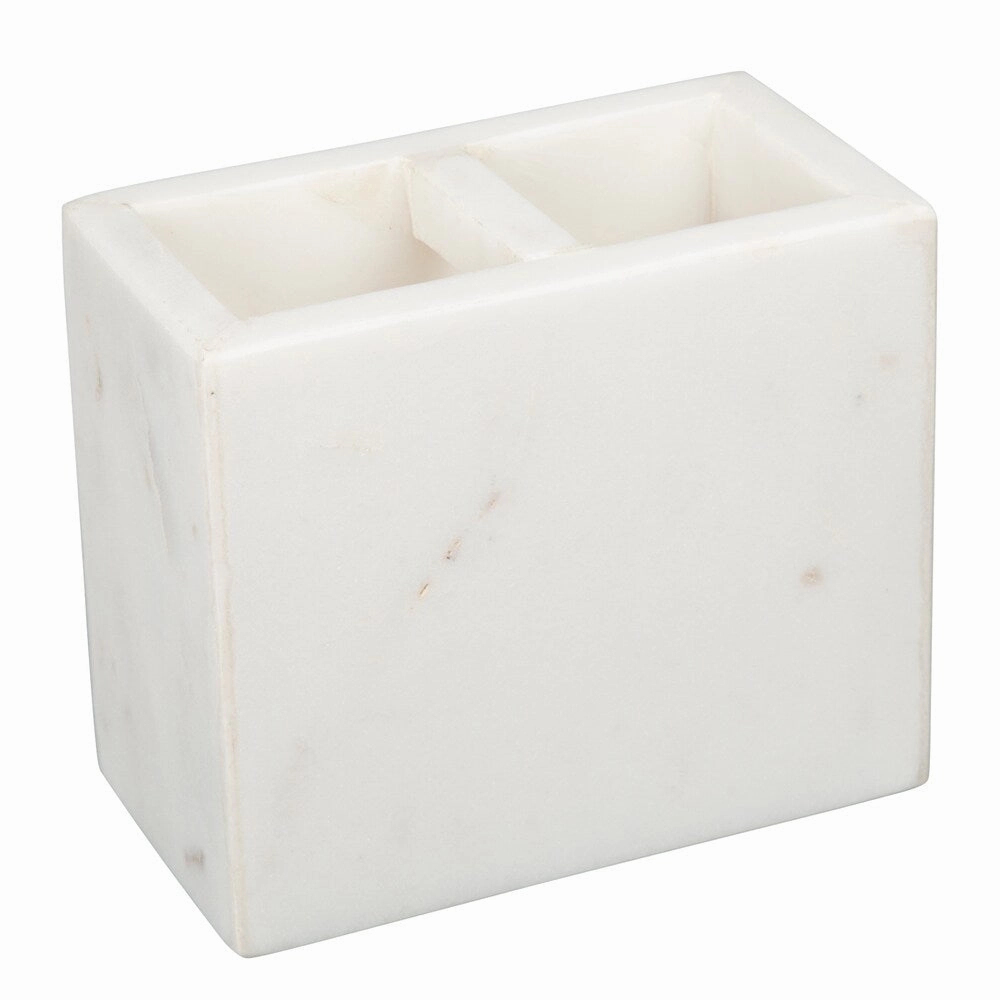 Creative Home Off-White Marble Rectangular Toothbrush Holder, Tooth Brush Holder - N/A Toothbrush Holder,Bathroom Organizer