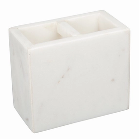 Creative Home Off-White Marble Rectangular Toothbrush Holder, Tooth Brush Holder - N/A Toothbrush Holder,Bathroom Organizer