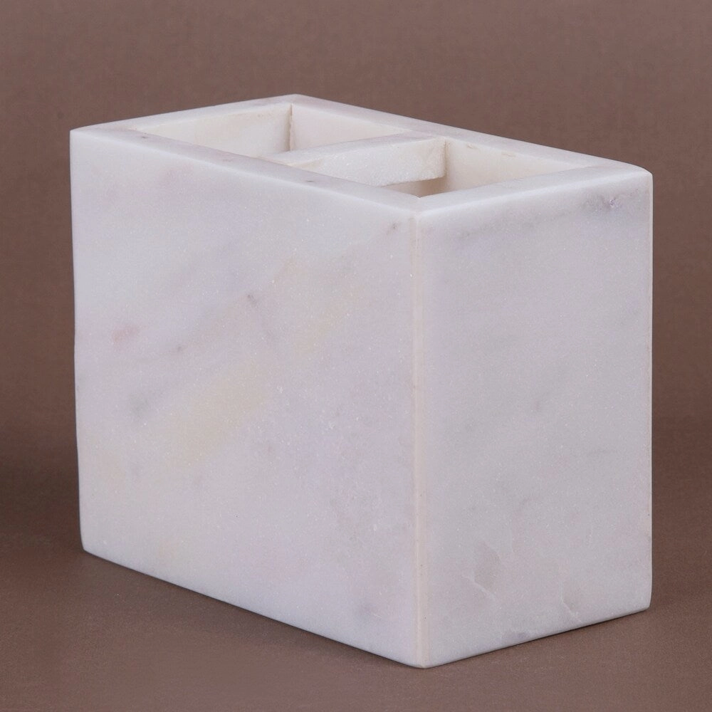 Creative Home Off-White Marble Rectangular Toothbrush Holder, Tooth Brush Holder - N/A