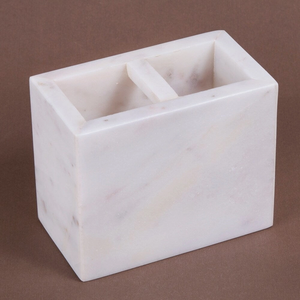 Creative Home Off-White Marble Rectangular Toothbrush Holder, Tooth Brush Holder - N/A