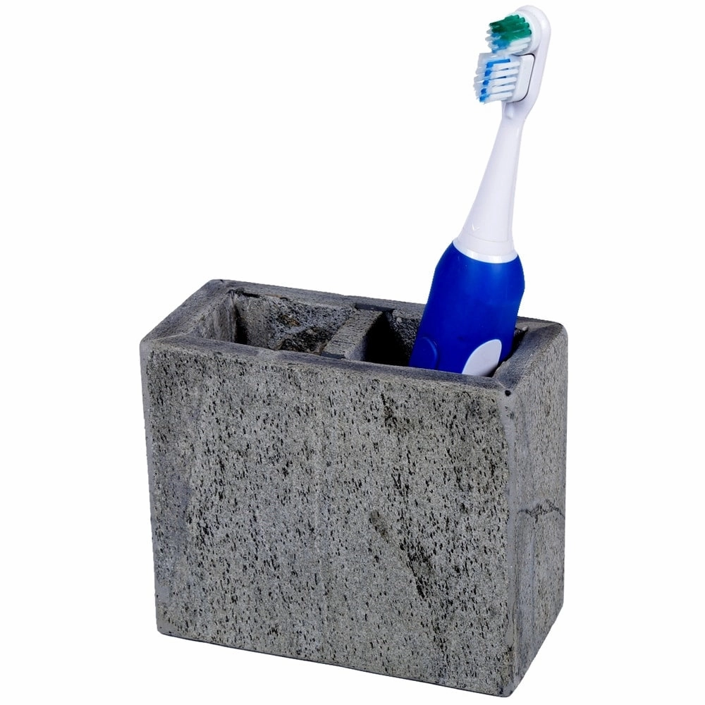 Creative Home Slate Stone Rectangular Toothbrush Holder - Grey