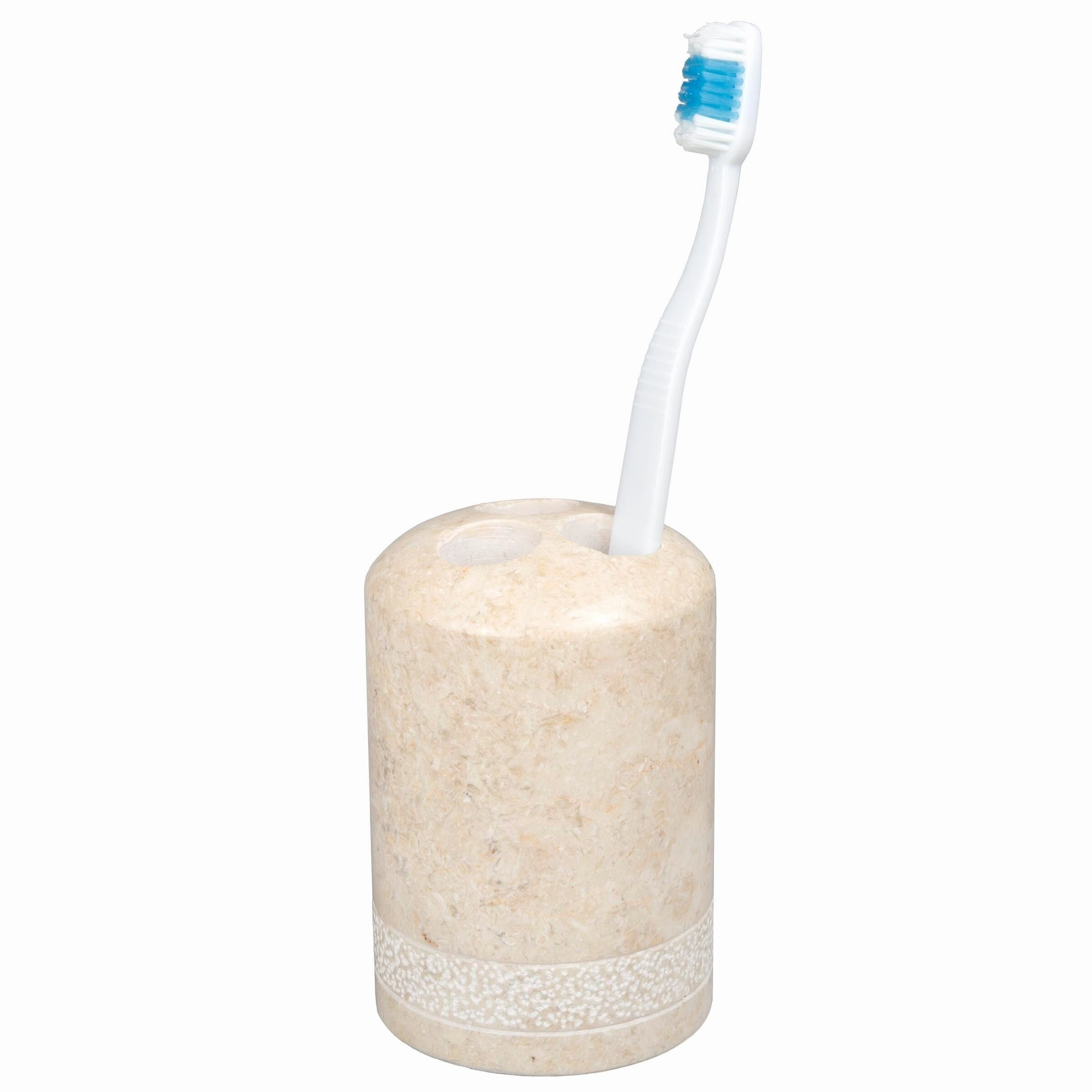 Creative Home Spa Hand Carved Collection Natural Champagne Marble Toothbrush Holder - Beige