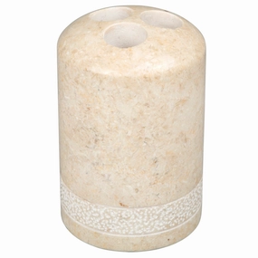 Creative Home Spa Hand Carved Collection Natural Champagne Marble Toothbrush Holder - Beige Toothbrush Holder,Bathroom Organizer