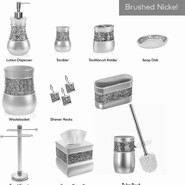 Creative Scents Brushed Nickel Silver Toilet Brush with Holder