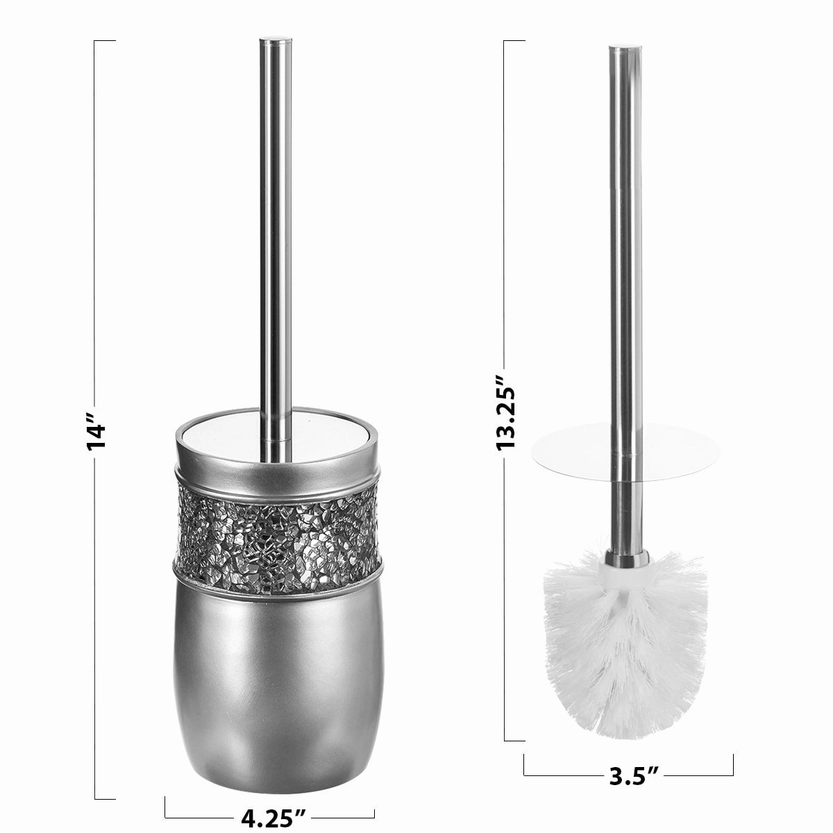 Creative Scents Brushed Nickel Silver Toilet Brush with Holder