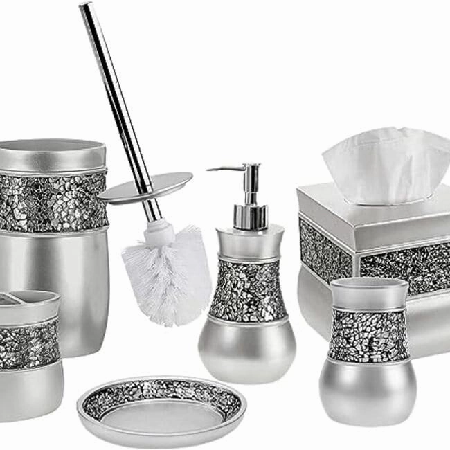 Creative Scents Brushed Nickel Silver Toilet Brush with Holder