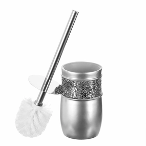 Creative Scents Brushed Nickel Silver Toilet Brush with Holder Toilet Brush,Bathroom Cleaner