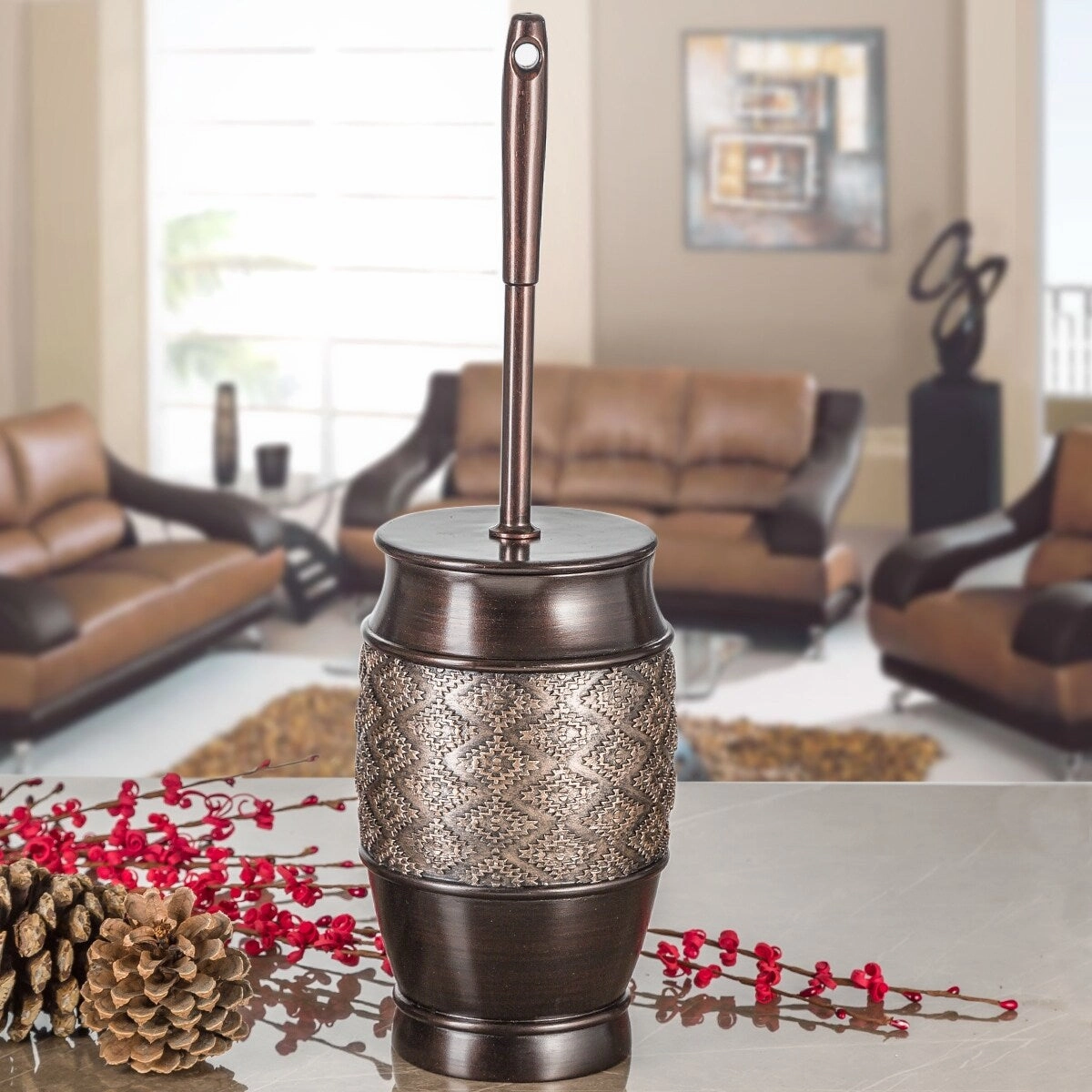 Creative Scents Dublin Brown Toilet Brush Set