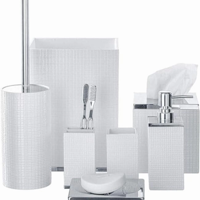 Creative Scents Estella White Toilet Brush Set