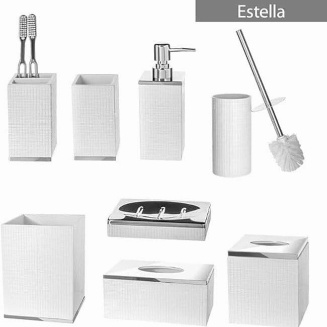 Creative Scents Estella White Toilet Brush Set