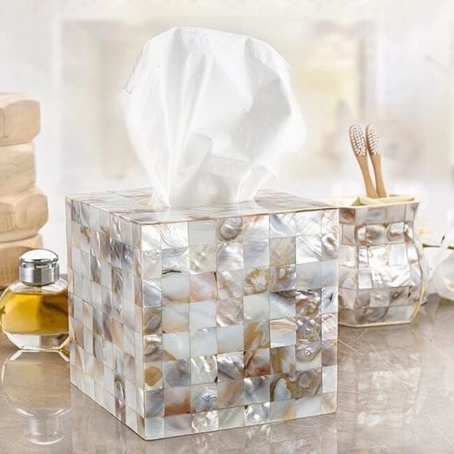 Creative Scents Milano Mother of Pearl Toothbrush Holder - Beige/Ivory - Ivory/Beige