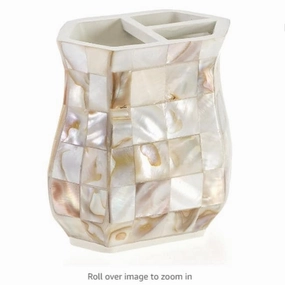 Creative Scents Milano Mother of Pearl Toothbrush Holder - Beige/Ivory - Ivory/Beige Toothbrush Holder,Bathroom Organizer