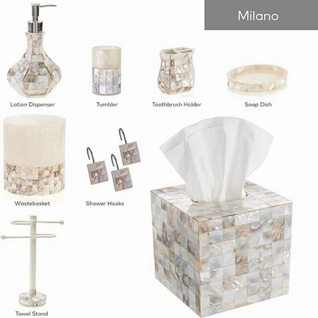 Creative Scents Milano Mother of Pearl Toothbrush Holder - Beige/Ivory - Ivory/Beige