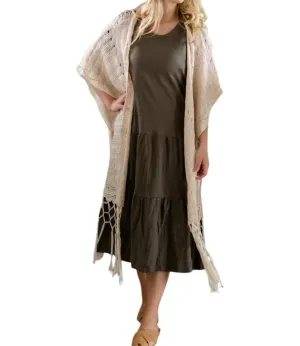Crochet Knit Fringe Sweater In Natural