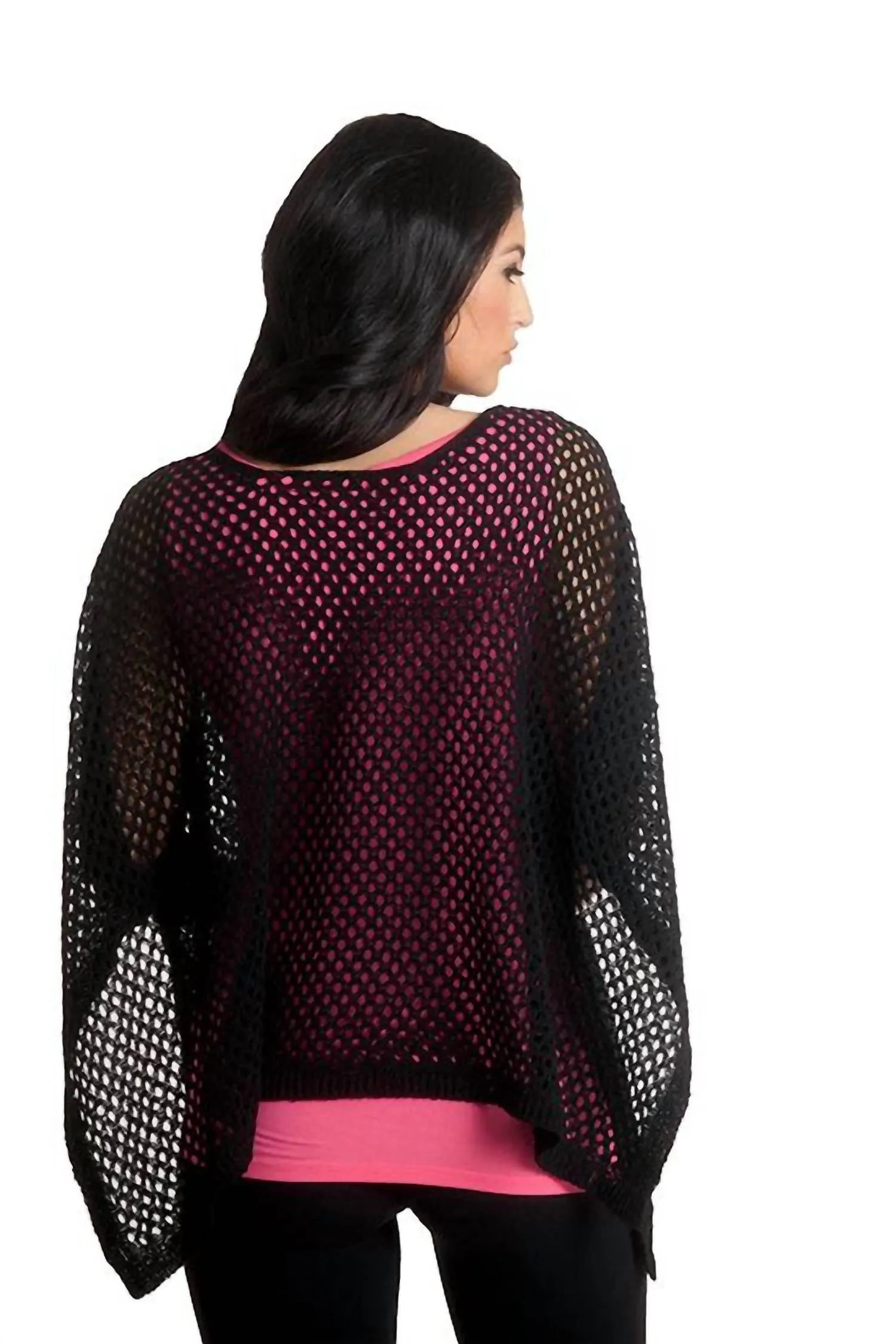 Crochet Poncho In Black