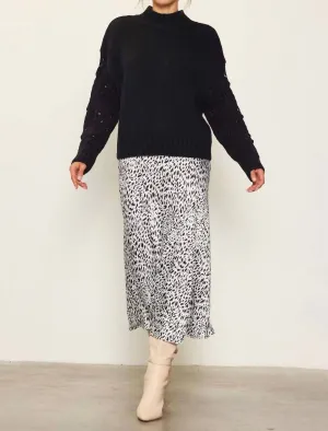 Crochet Sleeve Sweater In Black