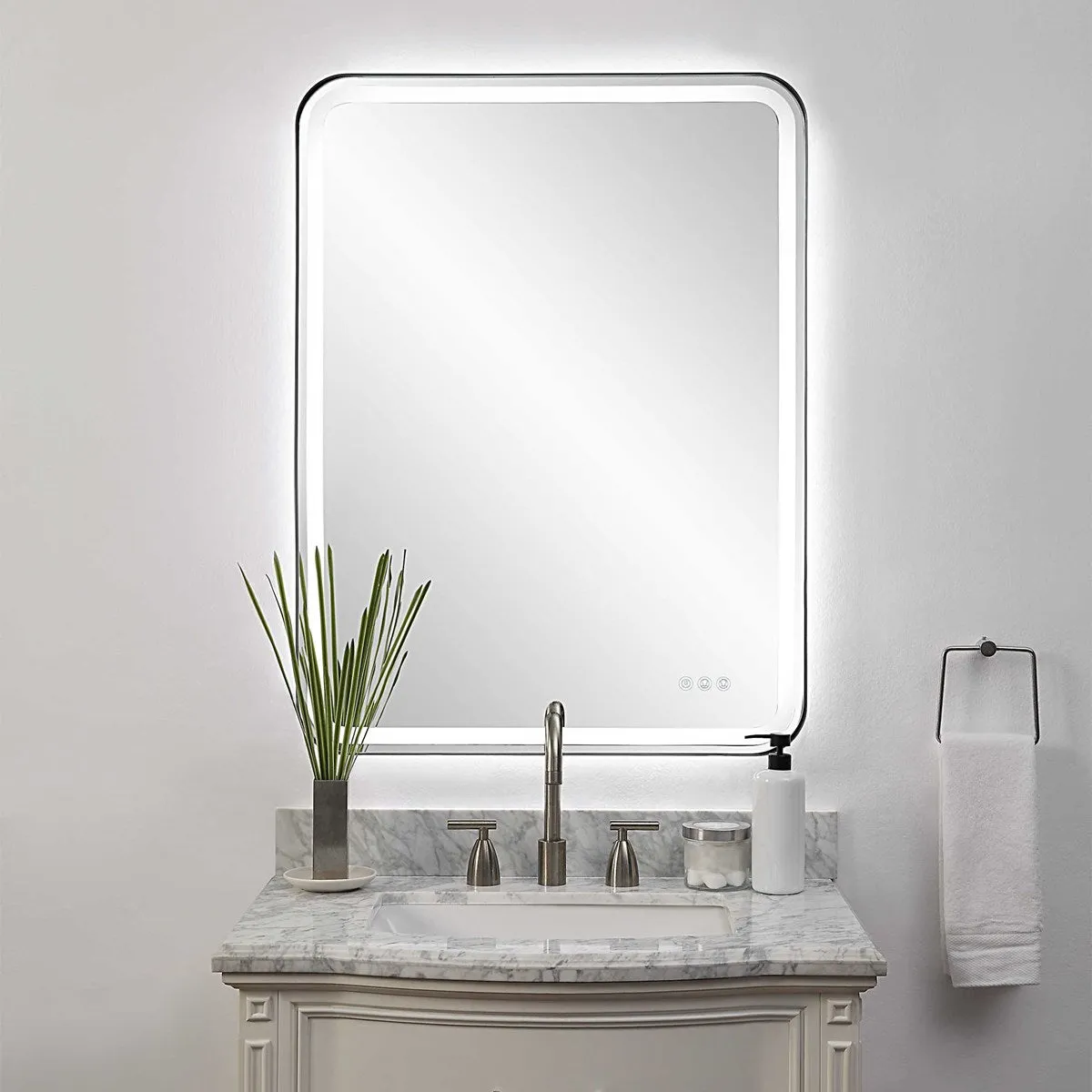 Crofton Lighted Large Mirror in Black
