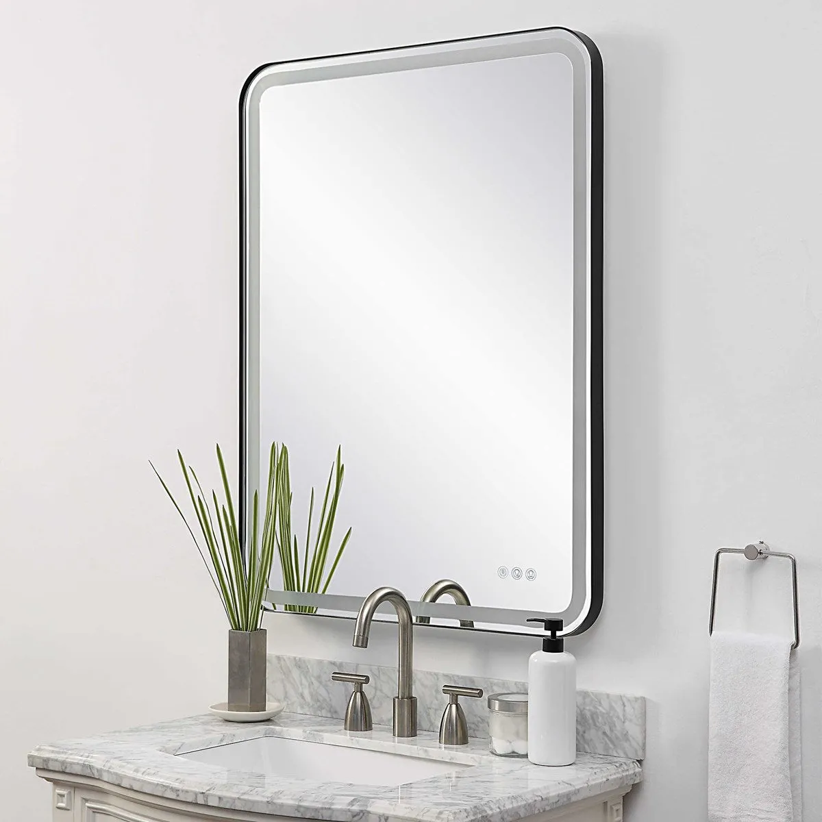 Crofton Lighted Large Mirror in Black