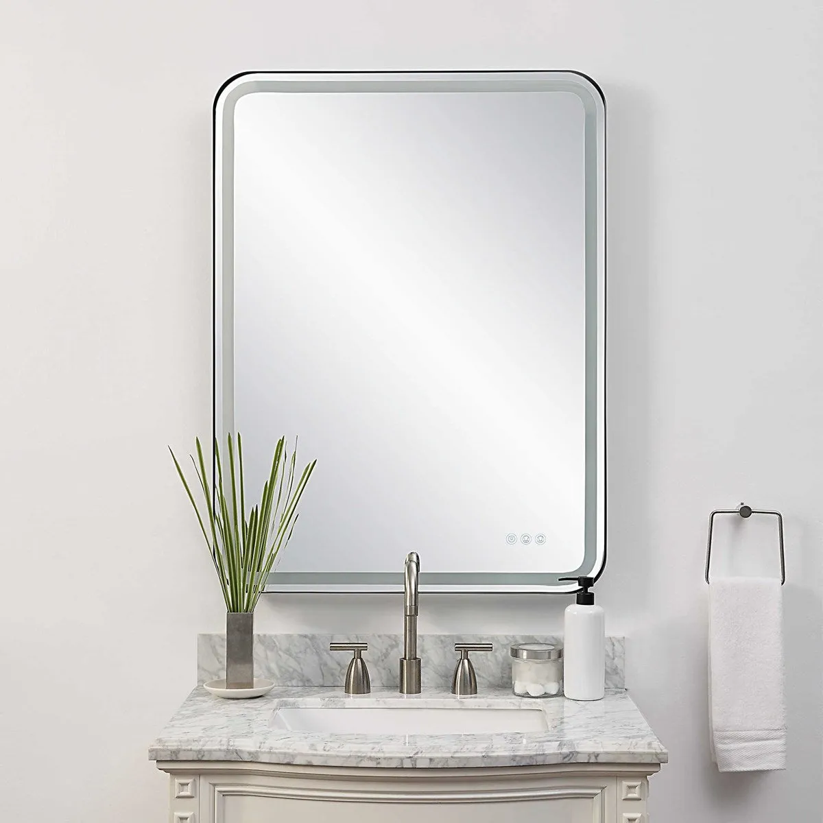 Crofton Lighted Large Mirror in Black