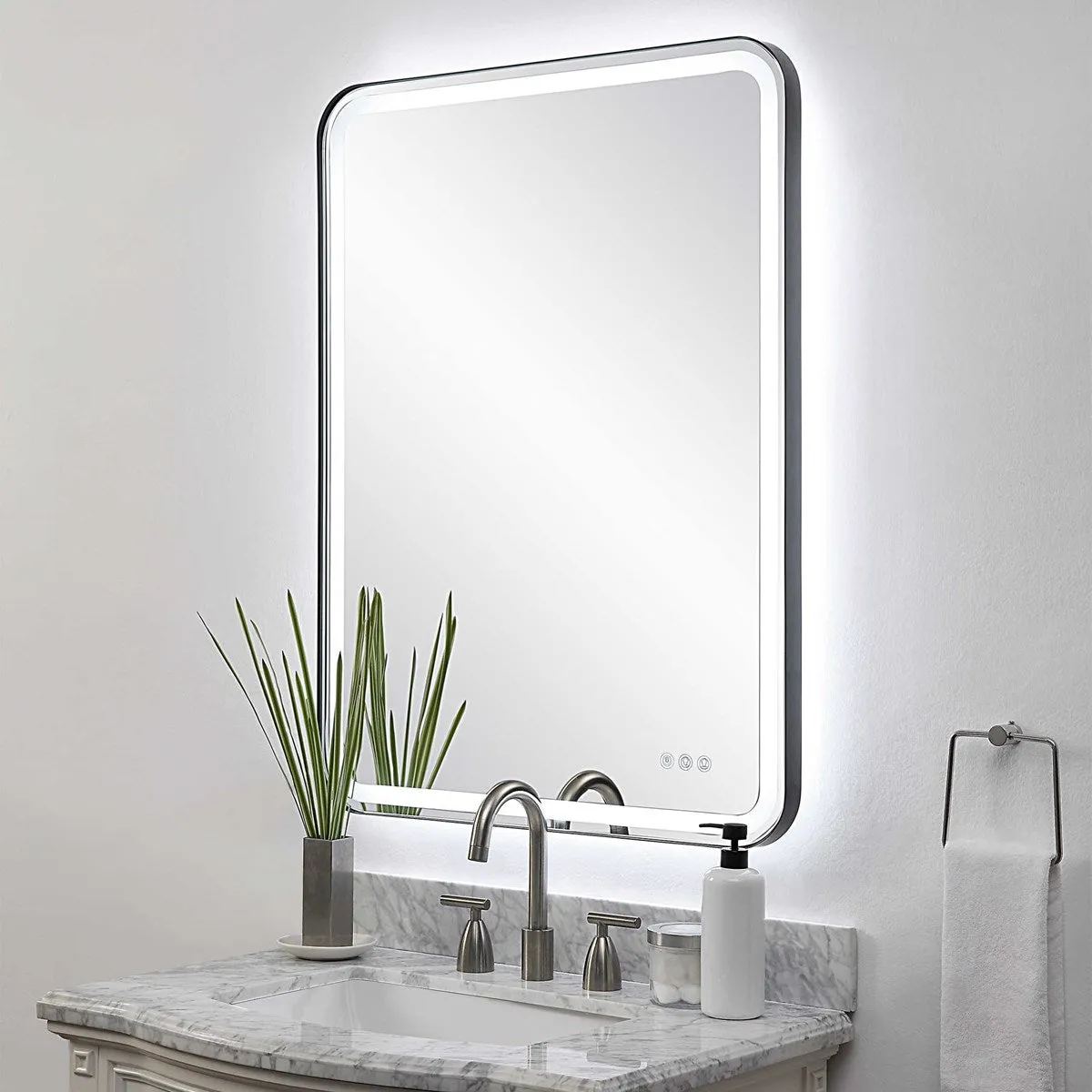 Crofton Lighted Large Mirror in Black