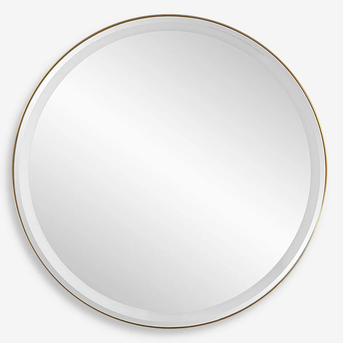 Crofton Lighted Round Mirror in Brass