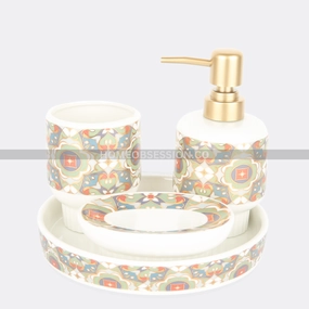 Crown Bath Set With Tray Shower Curtain,Waterproof Curtain
