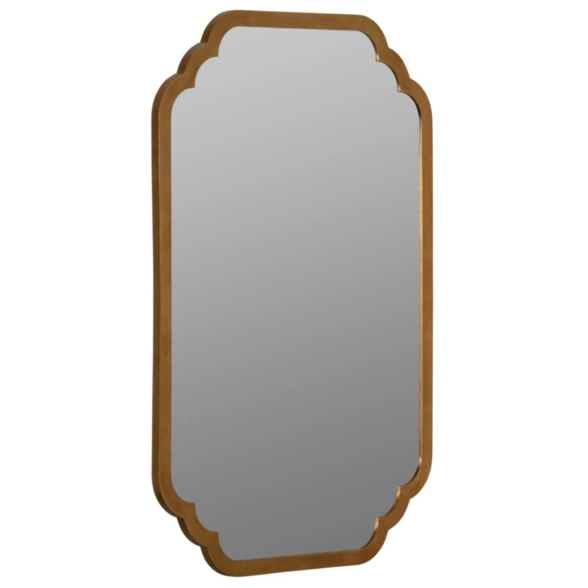 Curvy Gold Leaf Framed Wall Mirror