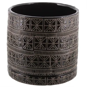 Cusco Cachepot, Ceramic - Lrg - Dark Brown & White Vase,Ceramic Vase