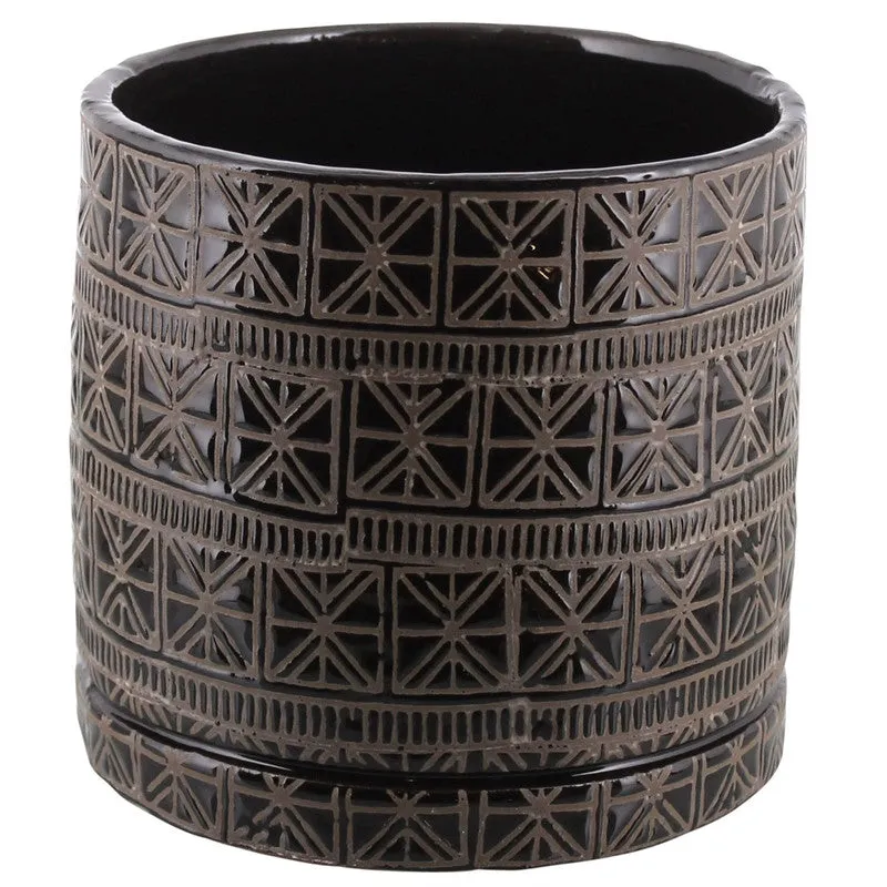 Cusco Cachepot, Ceramic - Lrg - Dark Brown & White Vase,Ceramic Vase
