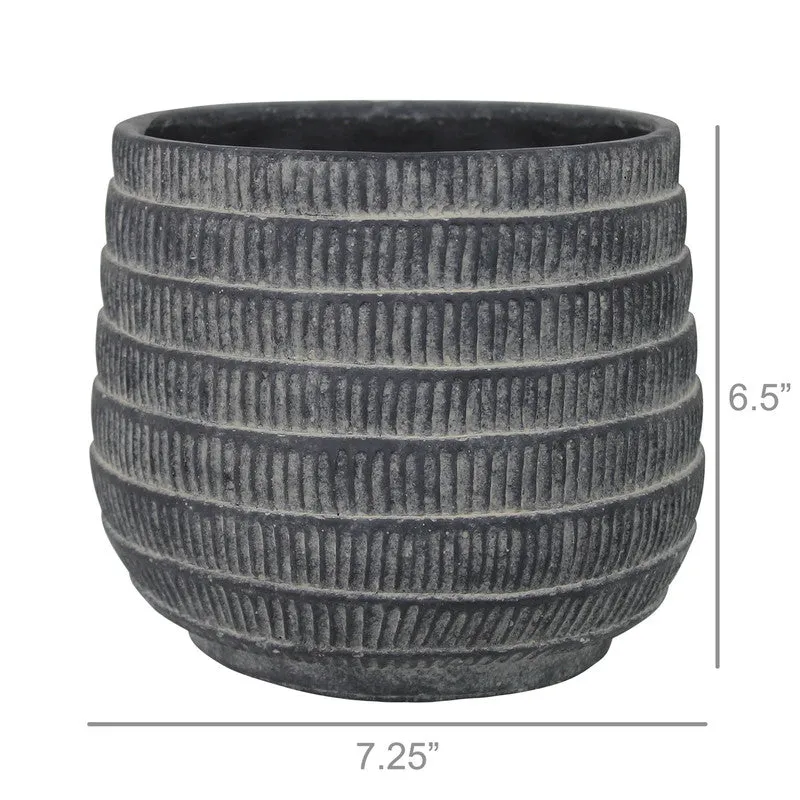 Cyrus Cachepot, Cement, Black - Lrg