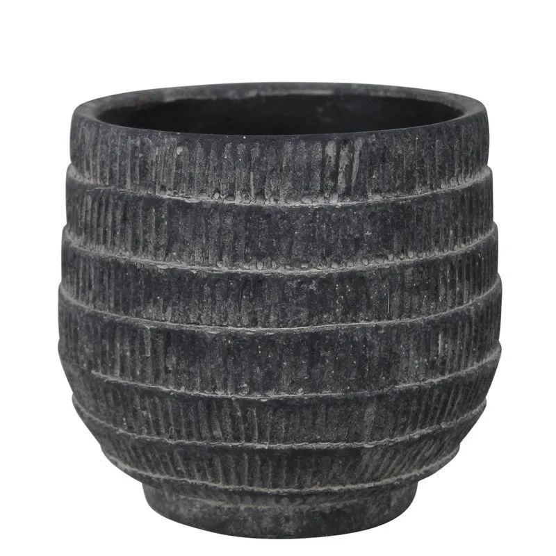 Cyrus Cachepot, Cement, Black - Med Vase,Ceramic Vase
